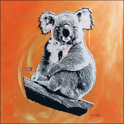 Artist Merry Sparks Title How Much Can A Koala? (1) Medium acrylic Support poly/cotton canvas Height 92cm Width 92cm