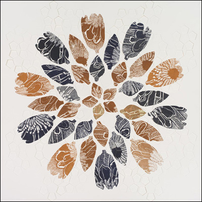 Artist Rachael Lee Title Proteagon 5 Year 2012 Medium Linocut and blind embossing Support Saunders Waterford HP 300gsm Height 67cm Width 67cm