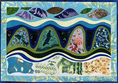 Tropical_Inspirations Screenprinted project on cotton panel.