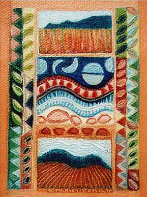 Tropical Essences (Mt Bartle Frere, Boulders, Moon phases) Miniature Oil Painting on Canvas