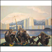 Artist Megan Jones Title Rethinking capitalism Year 2010 Medium Oil on polycotton Height 80 cms Width 100 cms denshama1005update2.jpg