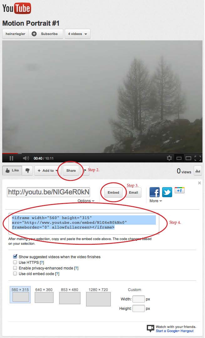 YouTube Embed Code Steps