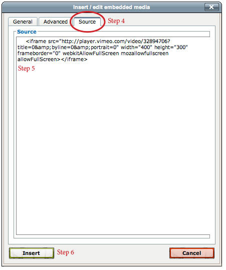 Insert Embedded Media Popup Insert Embedded Media Popup