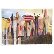 Artist Aria Stone Title Corridors 2 Year 2010 Medium Watercolour and gouache Support Paper Height 15 cm Width 21 cm