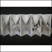 Artist Helen Malone Title The Battle Within Year 2007 Medium Concertina book Height 22 cm Width 11 cm Depth 3 cm Edition Number Edition of 5 Collection of Australian War Memorial, Canberra ACT; Bibliotheca Librorum apud Artificem, Sydney NSW; Australian Library of Fine Art, State Library of Qld