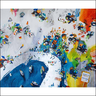 Artist Anita West Title Jewel Bay Year 2012 Medium mixed media Support linen Height 140cm Width 170cm Depth 4cm