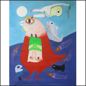 Artist Nicky Carey Title What Happens To Little Boys Who Dont Say Their Prayers Year 2010 Medium Acrylic on Canvas Height 120cm Width 80cm