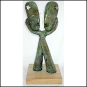 Artist 	Di West Title 	Star Crossed Year 	2011 Medium 	Bronze Support 	Sandstone base Height 	43cm Width 	18cm Depth 	12cm