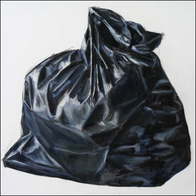 Artist 	Nick Ashby Title 	black bag #1 Year 	2011 Medium 	oil Support 	linen